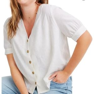 Madewell Linen-Blend Plaza Button-Front Shirt